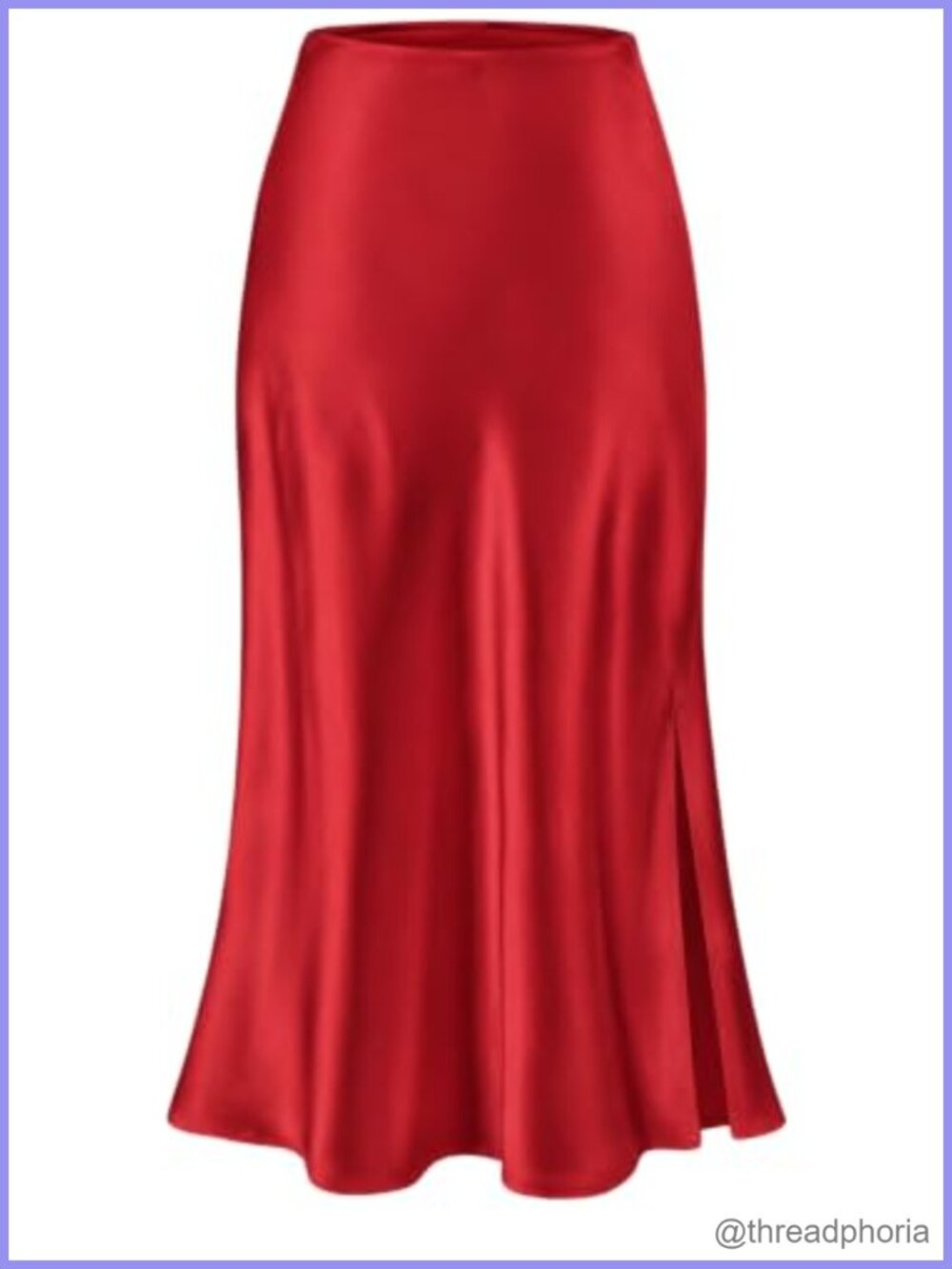 Silky Satin High Waist A-Line Midi Skirt Side Split